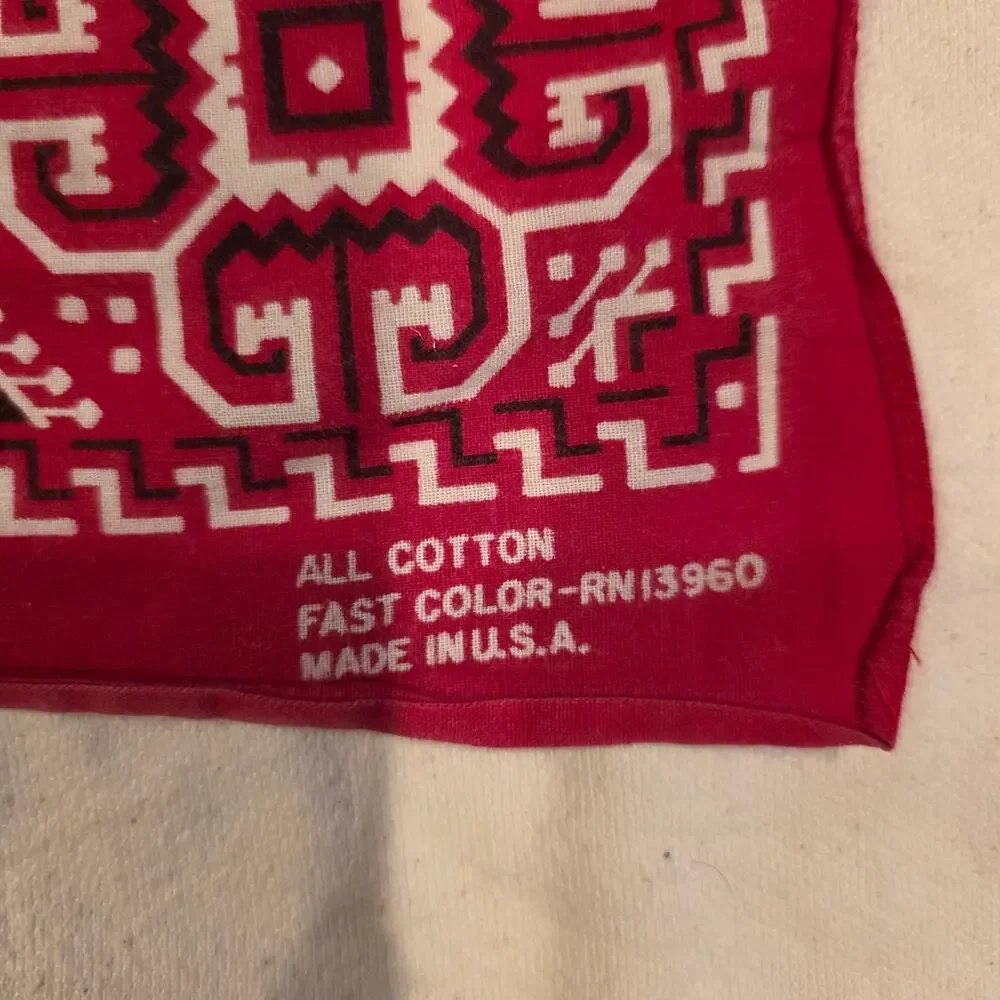Vintage Made‎ in USA Red Geometric Southwestern Bandana RN 13960